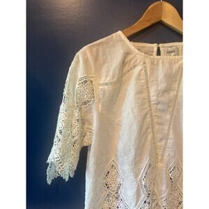 Suboo | 100% Cotton White Crochet Lace Top | Size 4